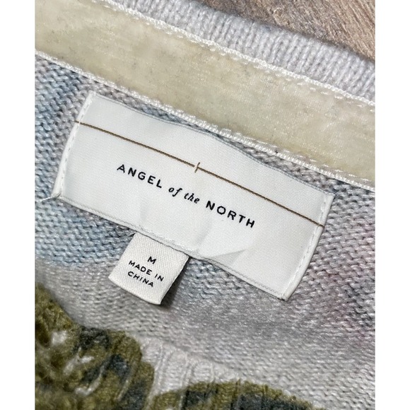 Anthropologie Angel of North Gray floral Long sleeve vintage Crewneck Sweater M - Picture 2 of 6